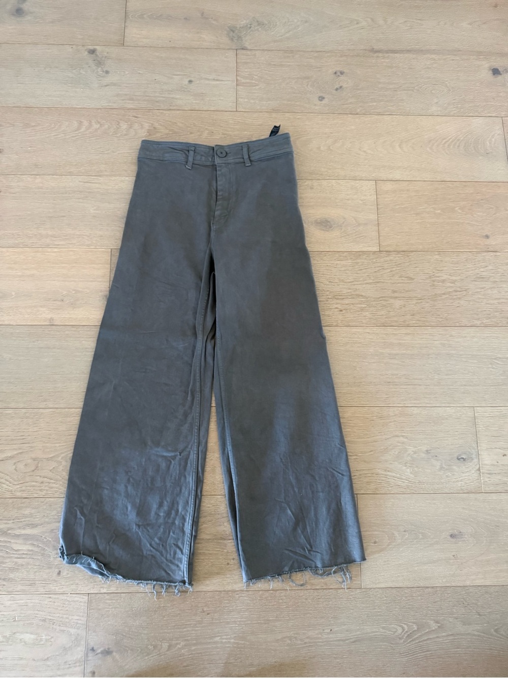 Zara Wide-Leg Flare Jeans in Charcoal Gray